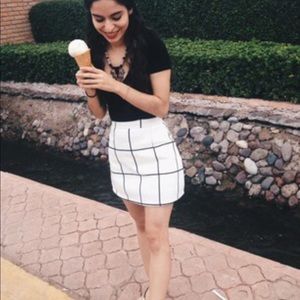 NWT White Check Bodycon Skirt